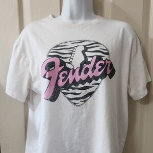 Fender White and Pink Graphic T-Shirt